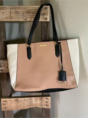 Trina Turk Black, Beige & Cream Colorblock Tote